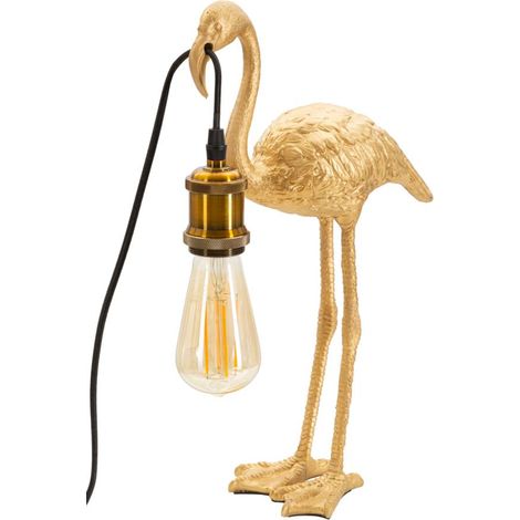 Lampada da tavolo in resina oro, 13x11,5x39,5 cm – Flamingo (1/5)
