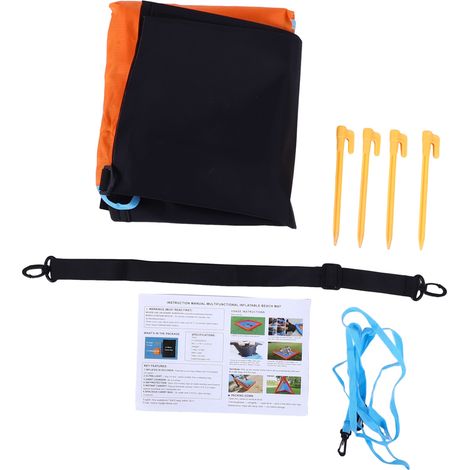 Couverture de plage 86.6x82.7 pouces avec mur d'oreiller gonflable Convertible en tente pare-soleil pour tapis Portable extérieur de pelouse de sable (1/5)