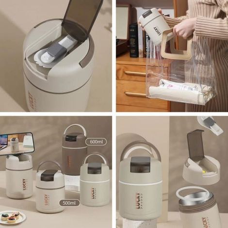 Boîte Alimentaire Isotherme - Acier Inoxydable 304 - Pour Repas Chaud ou Froid - 500 ml - 1 Pièce (1/4)
