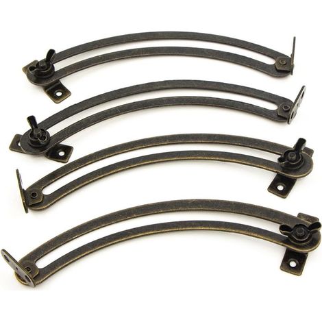Charnière de support de couvercle relevable - 4 pièces, style vintage incurvé et réglable, pour portes d'armoires, meubles, penderies, jouets, tapis et couvertures (1/5)