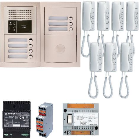 Aiphone – Pack audio 7 boutons GTBA7E – 7 postes préprogrammés GT1D – Platine de rue encastrée – Alimentation 12V – Pour interphone et visiophone (1/2)