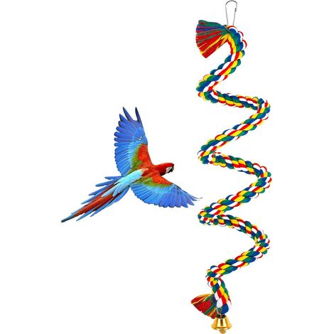 1m,Jouet à Corde pour Oiseaux, Convient aux Petits/Moyens Perroquets, Jouet à Mâcher pour Perroquet, Grande Flexibilité, Plie à Volonté (1/5)
