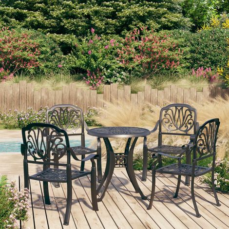 5-tlg. Bistro-Set Aluminiumguss Schwarz (1/5)