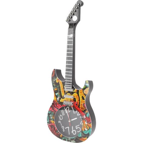 Horloge murale guitare, simulation de l'heure, horloge guitare précise, décoration murale pour la maison, la chambre à coucher ou le dortoir, modèle 5680. (1/5)