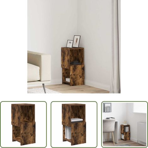 Rangement - Meuble d'angle Chêne fumé 25,5x25x55cm Bois d'ingénierie (1/5)