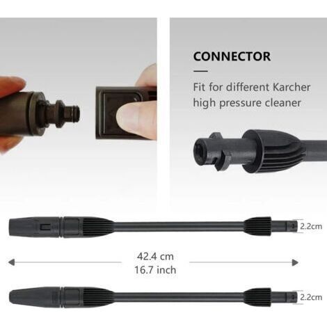 NALOOKAMIC Karcher Lance, lance rotative à double fonction pour Karcher K2 K3 K4 K5 K6 K7 Pistolet pour nettoyeur haute pression avec buse réglable Jet Turbo Lance accessoire pour Karcher (1/4)