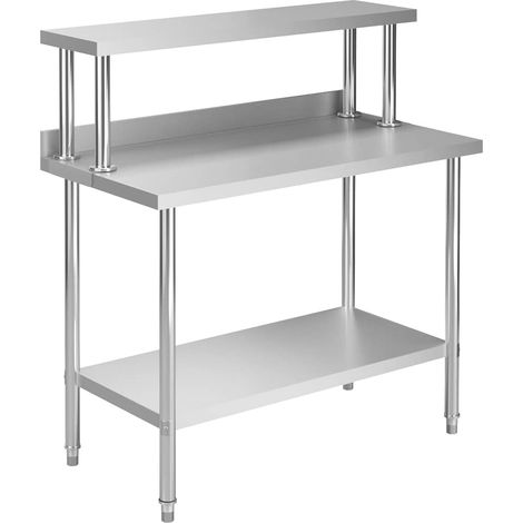 Table de travail Etabli de Travail de cuisine - avec étagère 120x60x120 cm Inox BV617715 - BonneVie (1/5)