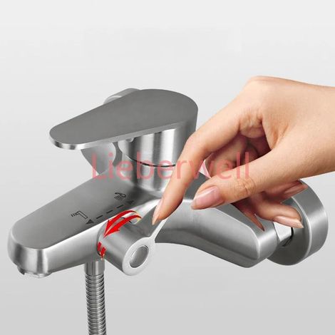 Robinet mitigeur de salle de bains et de douche en acier inoxydable 304, mitigeur de salle de bains chaude et froide, mitigeur de baignoire, ensemble de robinets de douche (1/4)