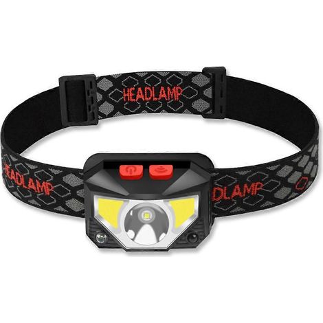 Lampe frontale LED 500 lm rechargeable USB, lampe torche LED COB, 4 modes d'éclairage, lampe de travail extérieure, lampe pour la randonnée et la pêche