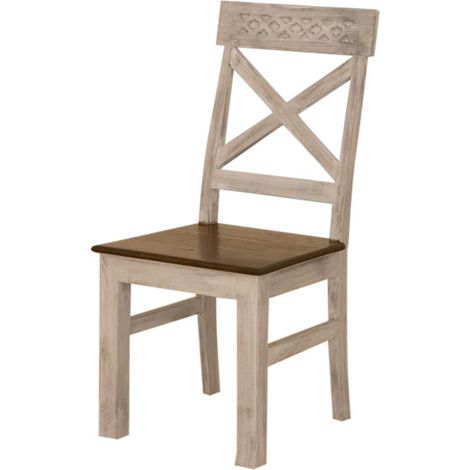 Chaise 45x45 Manguier ciré Blanc antique CASTLE-ANTIK 21 (1/4)
