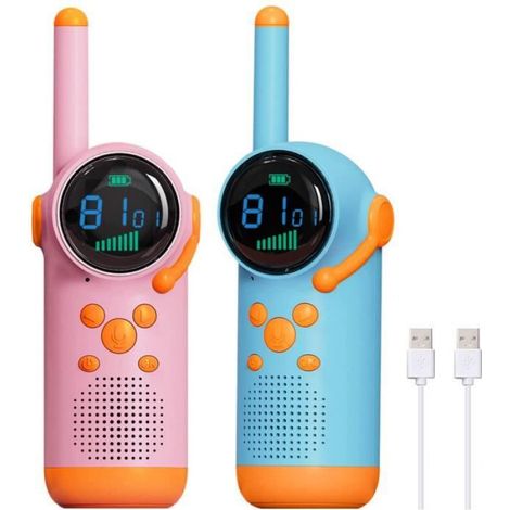 Talkie Walkie - Rechargeable - 8 Canaux - Ecran LCD - Pour Enfants 3 à 14 Ans - Lot de 2 (1/4)
