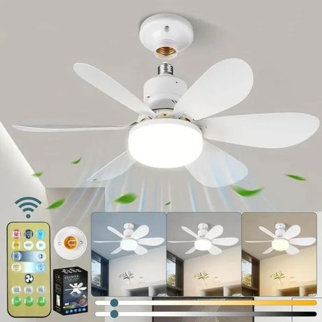 Ventilateur de plafond silencieux 40W – 6 pales – 3 vitesses – Douille E27 – Diamètre 52cm pour salon et chambre (1/5)