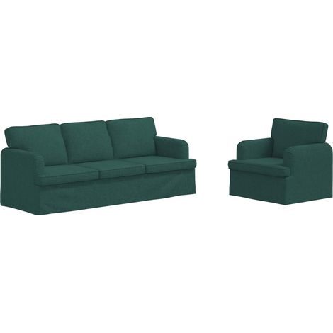 Ensemble de Canapés 2 pcs  Salon de jardin Vert foncé 144 x 80 x 85 cm tissu