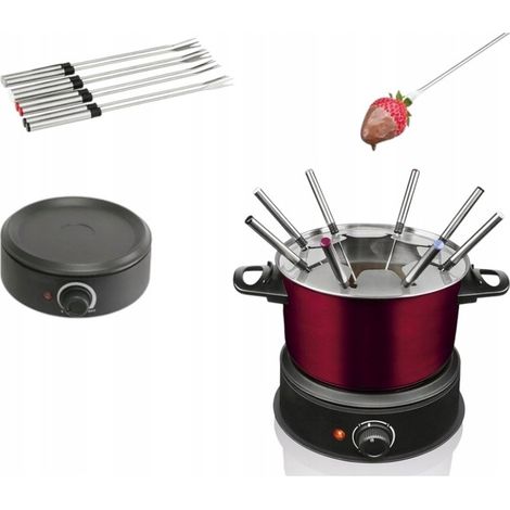 FONDUE SET FOUNDE ELEKTRISCHER TOPF FÜR 8 PERSONEN 1500W 3L 8 X GABELN
