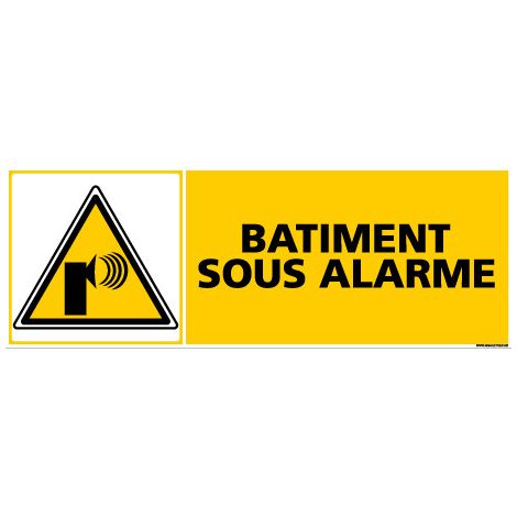 Panneau BATIMENT SOUS ALARME (C0319) - Adhésif - 210 x 75 mm