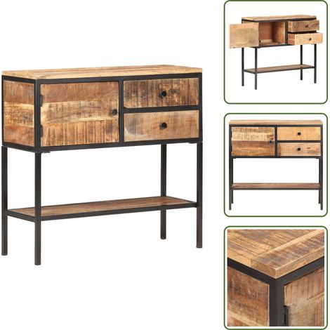 Buffet 85x30x80 cm Bois de manguier brut - Buffet Industriel - Meuble Rangement - Armoire Laterale - Bois De Manguier - Design Moderne (1/5)
