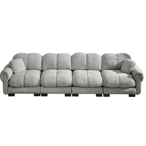 Canapé modulable gris clair en tissu avec accoudoirs courbés, coussins épais matelassés, dossier ergonomique et petit coussin mobile, 330 cm CHICFURN (1/5)