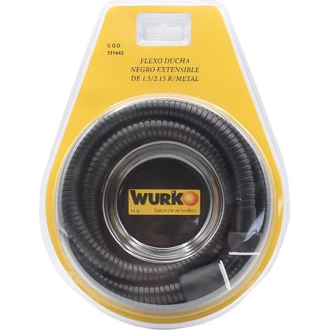 WURKO flexo ducha negro 1.5-2.15mt extensible , Flexo de Ducha Extensible Wurko.
- Flexo de ducha Wurko extensible en color negro, diseñado para ofrecer comodidad y versatilidad en