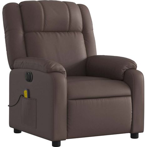 Sillón relax TV función masaje reclinable eléctrico 6 puntos de masaje en PVC marrón DEC027198 (1/5)