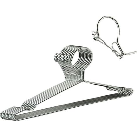 10er-Pack Metallkleiderbügel (42 cm) – Tragkraft: 11,3 kg – Durchmesser: 4 mm – Edelstahl – Schlank und windbeständig – Metallhaken – Silber (1/5)