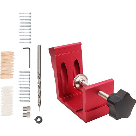 Satz mit 46 Aluminium-Winkelbohrlehren, präzise und robust, Dübelführungsset, rot (1/5)