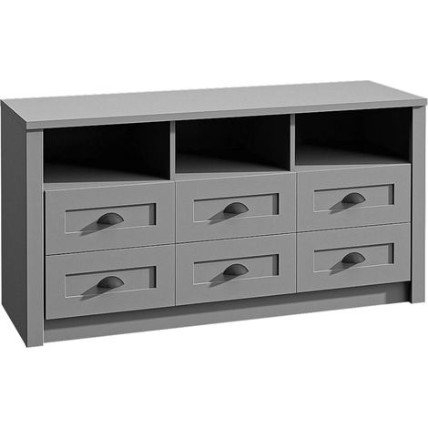 AX LIVING Kommode mit Schubladen Palmano K6S – 130 cm breit, Grau