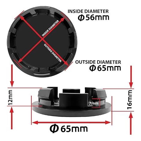 65 mm Black Wheel Centre Caps Car Wheel Hub Caps 3B7601171 / 6U7 601 171 (1/4)