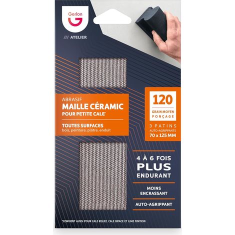 Recharge Abrasif Super Resistant - Lot de 3 Maille Ceramic - 70 125 MM Grain moyen (120), Neutre (1/5)