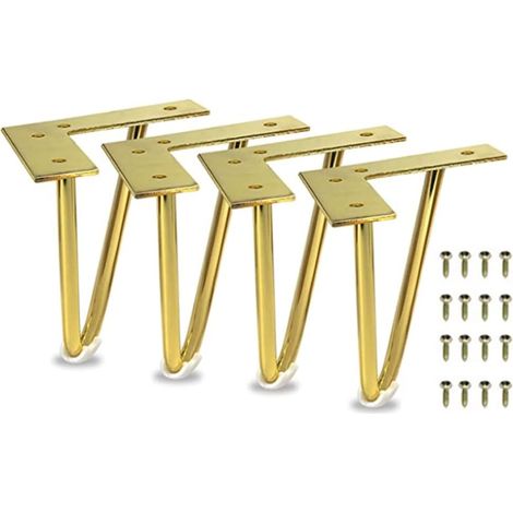 Set mit 4 robusten Metallmöbelbeinen inklusive Schrauben für Schrank, Tisch, Sofa, TV-Ständer, Kommode (15,2 cm, gold)