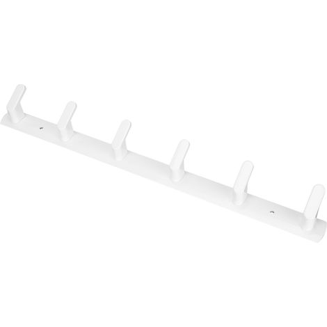 Porte-manteau mural en alliage d'aluminium léger, crochets muraux x6, blanc, pour chambre, salle de bain, couloir (1/5)