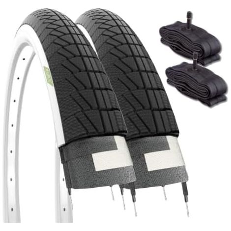 2 COPERTONI 16 X 1.75 (47-305) + CAMERE D'ARIA SCHRADER AMERICA PNEUMATICI BIANCO NERI PER CITY BIKE BICI BAMBINO GRAZIELLA (1/4)