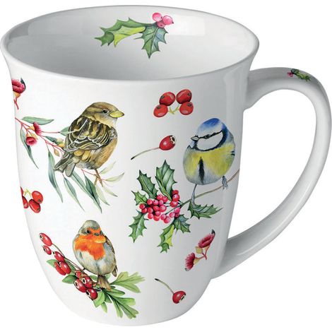 Mug en porcelaine fine oiseaux de Noël  0,4 litre (1/3)