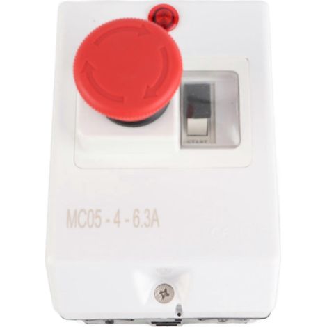 Interrupteur de protection moteur IP55 avec bouton d'arrêt d'urgence et voyant lumineux 4–6,3 A 230–240 V