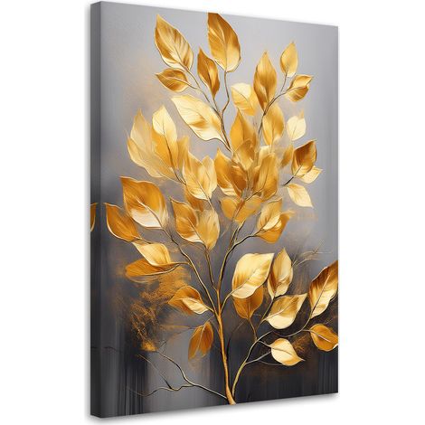 Tableau déco Feuilles dorées Minimalisme 40x60 (1/5)