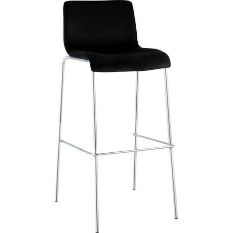 Taburete de barra Hover tapizado en terciopelo con estructura de cuatro patas cromada Negro (1/5)