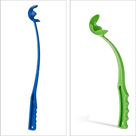 Lot de 2 lanceurs de balle pour chiens pratiques jardin parc 49 x 36,5 cm utilisation facile en plastique bleu (1/4)