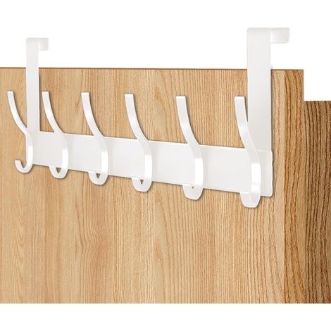 Appendiabiti da porta, universale, salvaspazio, gancio da appendere alla porta, non richiede foratura, barra appendiabiti da porta per appendere cappotti, asciugamani, vestiti (bianco) (1/5)
