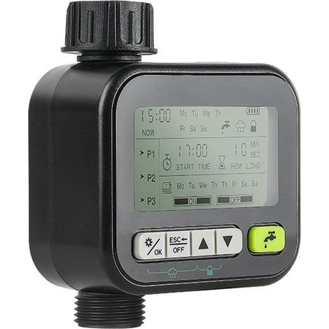 Minuterie d'Arrosage Jardin Programmable Écran Écran HD Contrôleur d'Irrigation Automatique Capteur Pluie (1/5)
