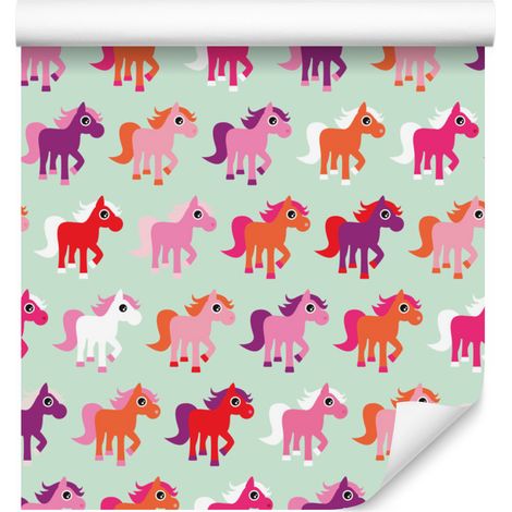 Papier peint à motifs de chevaux colorés pour salon et chambre 50x1000 cm (1/5)