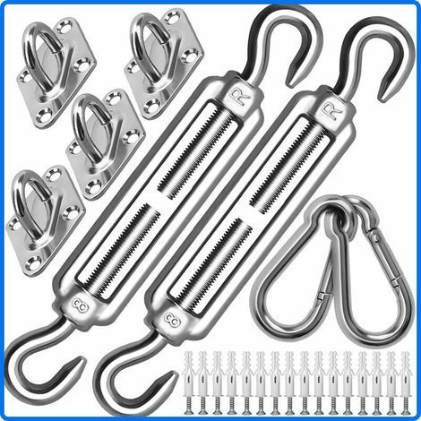 Kit de fixation robuste M8 pour voile d'ombrage, kit de fixation en acier inoxydable 304 pour auvents triangulaires et carrés, kit d'accessoires (M8) Ikodm (1/5)