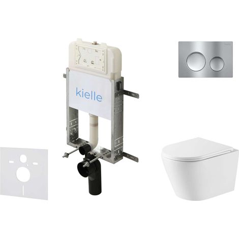 kielle Genesis New - Set Vorwandinstallation, WC Nefia, Vortex Rimless+, Softclose-Sitz und Betätigungsplatte Gemini New I, Hochglanzchrom 30528SZ47 (1/5)