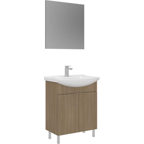 Ensemble Meuble Vasque avec Miroir (2 Pièces) "Purus 65" - 65 x 50 x 83 cm - Oak (1/3)