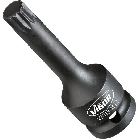 VIGOR Schlagschrauber Schraubendrehereinsatz, 1/2 (12,5 mm) Vierkant hohl, Innen Vielzahn Profil XZN, SW M12 (1/2)