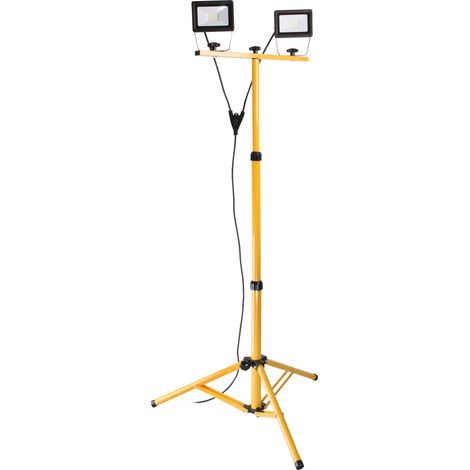 Zenitech – Projecteur LED chantier 2x20W – Flux lumineux 3200 lumens – IP65 étanche – Trépied mobile pour chantiers humides