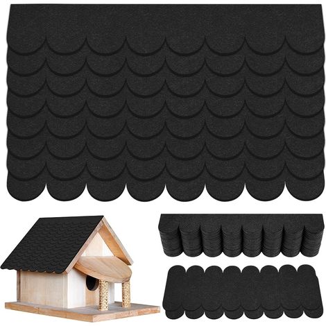 32pcs Bitumen Roofing Shingles, Mini Self-Adhesive Roof Shingles, Self-Adhesive Roofing Felt for Making Models, Bird Feeding Roof, Insect Hotel, Rabbit House (1/5)