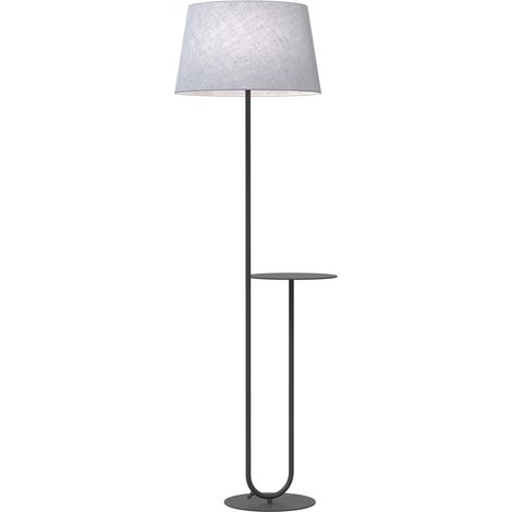 Lampadaire abat-jour noir/gris tablette E27 15W Hotel (1/5)