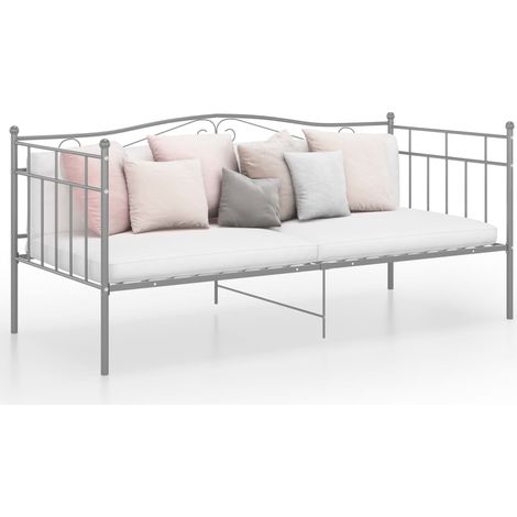 Cadre de canapé-lit  Lit adulte  Lit d'Invité de jour pour Relax Gris Métal 90x200 cm -59236 (1/5)