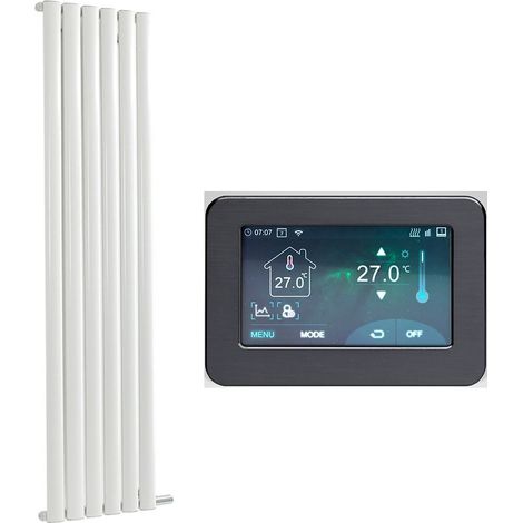 Hudson Reed Vitality Ardus - Radiateur Électrique à Inertie Sèche avec Thermostat Wi-Fi Tactile - Blanc - 178cm x 35.4cm (1/5)