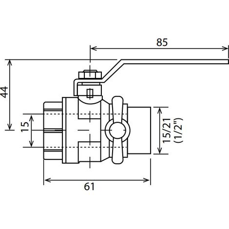 Vanne à sphère PN30 Passage intégral ACS Poignée rouge à purge MF 1/2" (15/21) - (1/5)