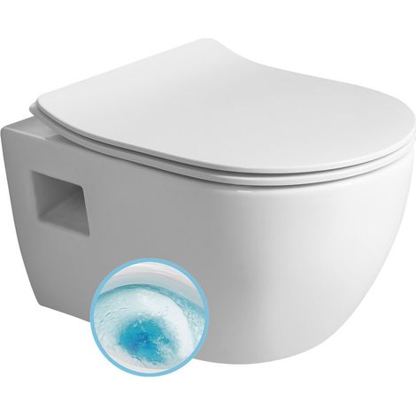 Cuvette de WC suspendue LUNA, Vortex Rimless, 35,5x49cm, blanc (1/4)